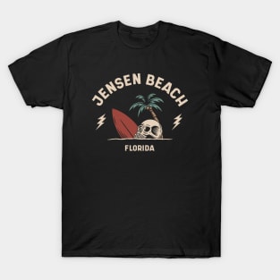 Vintage Surfing Jensen Beach Florida // Retro Surf Skull T-Shirt